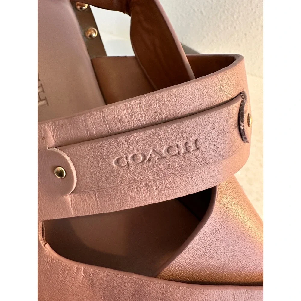 Coach C4376 Gemma‎ Leather Crossover Sandals Size 8B Pink Studded Sling Back